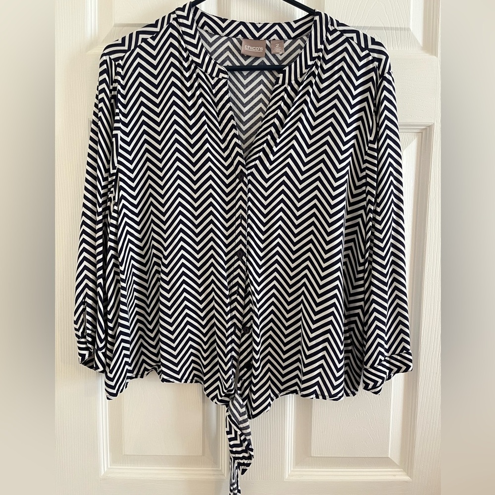 Button down with tie blouse